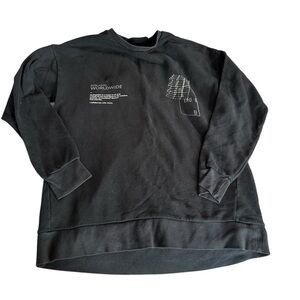 Zanerobe Black Crewneck Sweater with Ribbed Cuffs